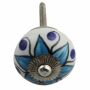 Ceramic door knob shabby chic - Flower 03 - blue - silver