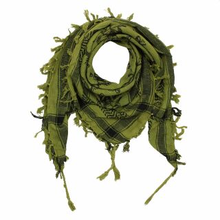 Kufiya - Keffiyeh - Calaveras con huesos grandes verde-verde oliva - negro - Pañuelo de Arafat