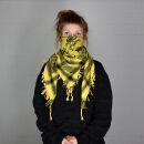 Kufiya - Skulls with bones big yellow - black - Shemagh - Arafat scarf