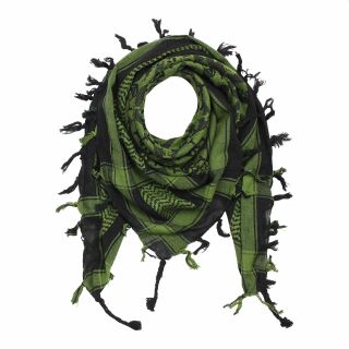 Kufiya - Skulls chequered black - green-olive green - Shemagh - Arafat scarf