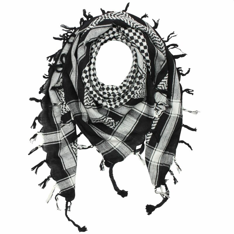 Kufiya - Checked pattern small black - white - Shemagh - Arafat scarf ...
