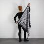 Kufiya - Stars large & small black - white - Shemagh - Arafat scarf