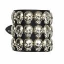 Leather bracelet with skull studs 3-row - Punk Rock...