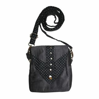 small Shoulder bag - black and white dots 2 - brown - Tote bag