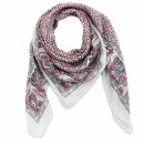 Cotton Scarf - Elephant - white - red-black - squared...