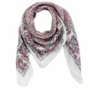 Cotton Scarf - Elephant - white - red-black - squared kerchief