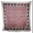 Cotton Scarf - Elephant - white - red-black - squared kerchief