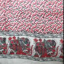 Cotton Scarf - Elephant - white - red-black - squared kerchief