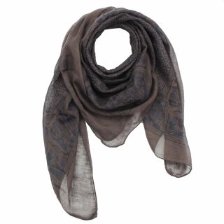 Sciarpa di cotone - elefante marrone - blu-nero - foulard quadrato
