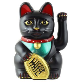 Agitando gato chino - Maneki neko - 15 cm - negro