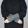Warm arm warmers - gauntlets - flower pattern - grey