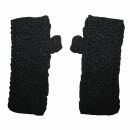 Warm arm warmers - gauntlets - flower pattern - black