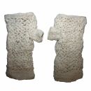 Warm arm warmers - gauntlets - flower pattern - white
