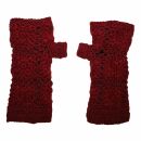 Warm arm warmers - gauntlets - flower pattern - dark red
