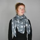Sciarpa di cotone - stella 8 cm grigio - bianco - foulard quadrato