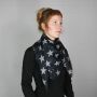 Cotton Scarf - Stars 8 cm black - grey - squared kerchief