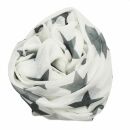 Baumwolltuch - Sterne 8 cm weiß - grau - quadratisches Tuch