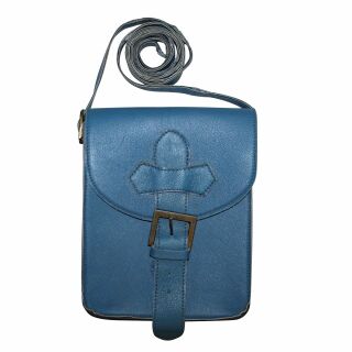 Bolsa de cuero liso - Modelo 03 - azul - Bolsa de cuero