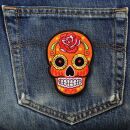 Patch - Skull Mexico with Rose - orange-red