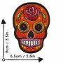 Patch - Skull Mexico with Rose - orange-red