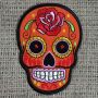 Patch - Skull Mexico with Rose - orange-red