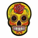 Aufn&auml;her - Totenkopf Mexico mit Rose - gelb-orange -...