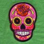 Patch - Skull Mexico with Rose - pink-orange