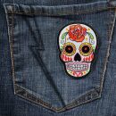 Patch - Skull Mexico with Rose - white-orange