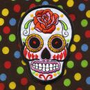 Patch - Skull Mexico with Rose - white-orange
