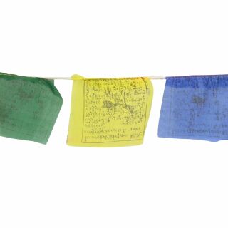 Tibetan prayer flags - 8 cm wide - black lettering - 01 - 5 reel set - Cotton