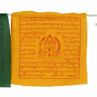 Bandiere di preghiera buddista tibetana larghe 10 cm scritta nera set di 5 