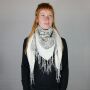 Cotton Scarf - Indian pattern 1 - nature Lurex gold with fringes - squared kerchief