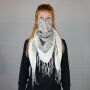 Cotton Scarf - Indian pattern 1 - nature Lurex gold with fringes - squared kerchief