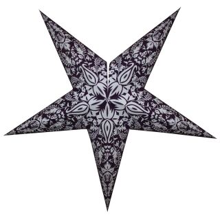 Stella di carta - Stella di Natale - Stella a 5 punte - fantasia viola-bianco - 60 cm