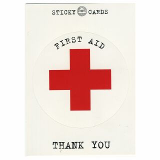 Postkarte mit Aufkleber - First Aid - Erste Hilfe - Stickerkarte