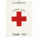 Postkarte mit Aufkleber - First Aid - Erste Hilfe -...
