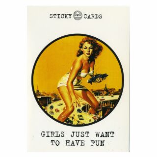 Postcard with sticker - Girls just wanna have fun -
