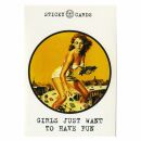 Postkarte mit Aufkleber - Girls just wanna have fun -...