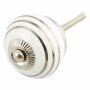 Ceramic door knob shabby chic - Stripes - white- silver