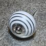 Ceramic door knob shabby chic - Stripes - white- silver