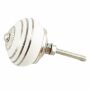 Ceramic door knob shabby chic - Stripes - white- silver