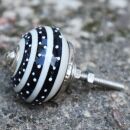 Ceramic door knob shabby chic - Stripes - dots - black - white