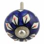Möbelknauf aus Keramik Shabby Chic - Blume 22 - blau - weiß - rot