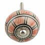 Ceramic door knob shabby chic - Stripes- white - red - silver