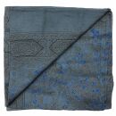 Baumwolltuch Indisches Muster 1 grau schwarz Blumen blau quadratisches Tuch