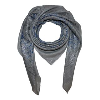 Pañuelo de algodón - Estampado de India 1 - gris - obscuro Lúrex plateado - Pañuelo cuadrado para el cuello