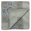 Cotton Scarf - Indian pattern 1 - grey - dark Lurex gold - squared kerchief