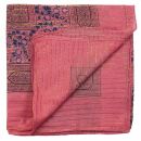 Cotton Scarf - Indian pattern 1 - pink 2 Lurex gold - squared kerchief