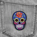 Patch - Skull Mexico with Rose - blue-orange 2
