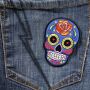 Patch - Skull Mexico with Rose - blue-orange 2